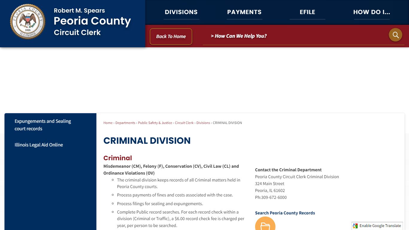 CRIMINAL DIVISION | Peoria County, IL